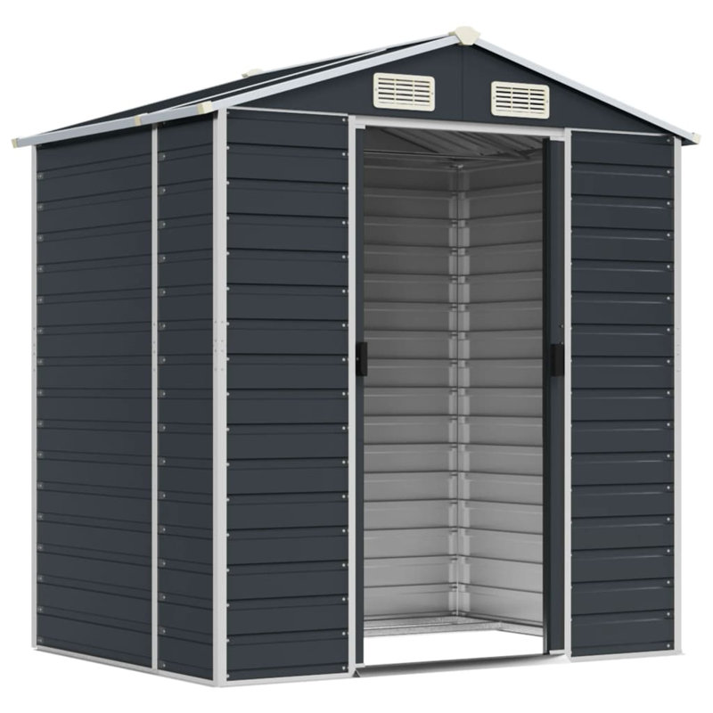 Breydon Garden Shed Galvanised Steel, Green, 198cm H x 191cm W x 980cm D