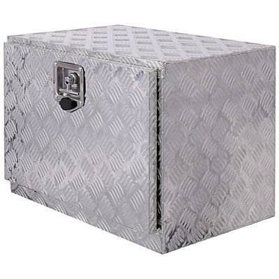 24Inch Aluminum Tool Box,Heavy Duty Truck Bed Tool Box,Outdoor Trailer Pickup Storage Tool Box,RV Storage Organizer,Underbody  Box W/Lock Keys,Silver
