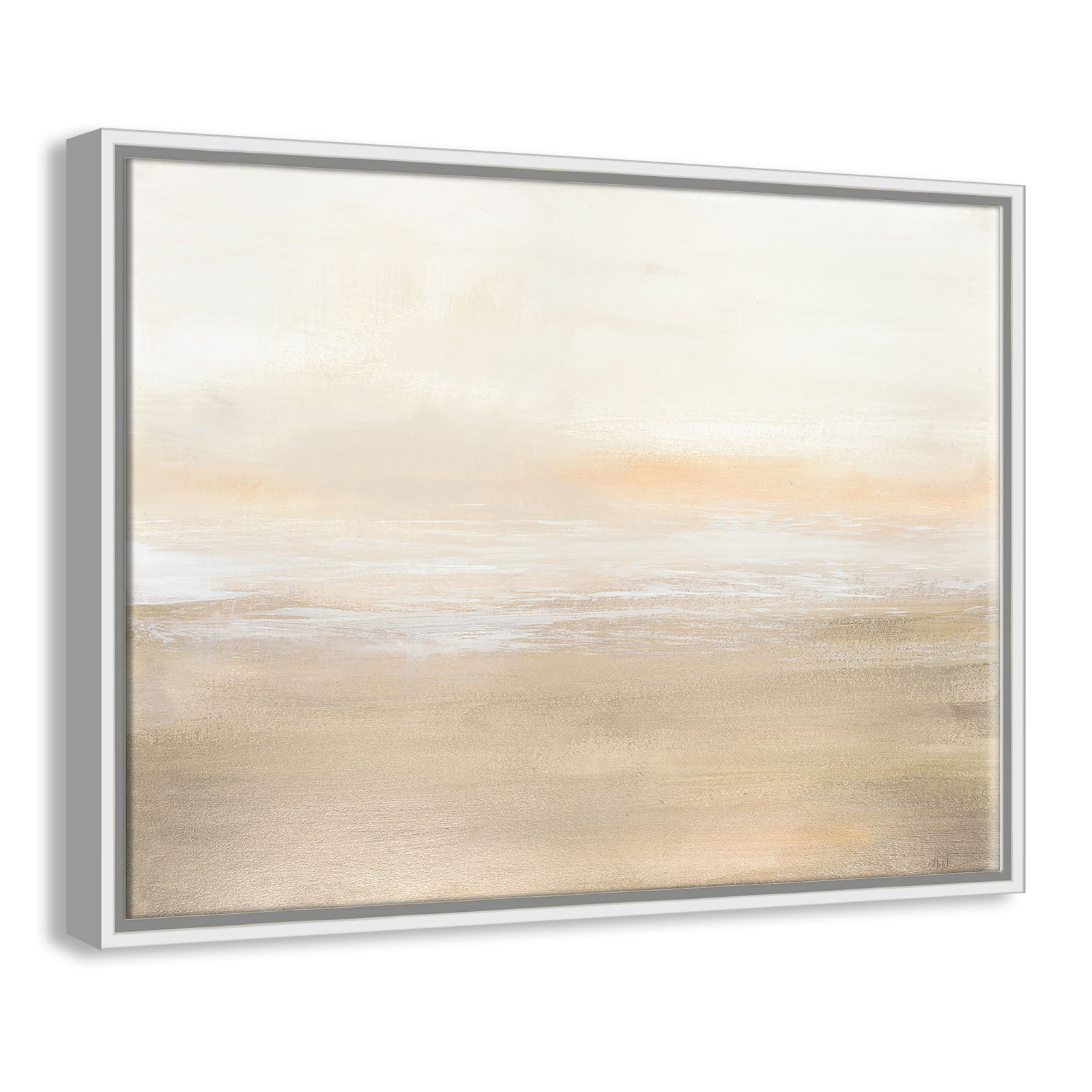 Willadeene "Morning Calm" Painting, White Framed, 18" H x 24" W x 2" D