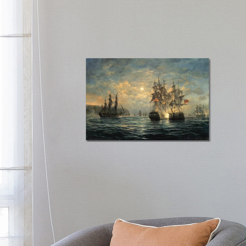 Engagement Between The "Bonhomme Richard" And The "Serapis" Off Flamborough Head, 1779 by Richard Willis - Painting on Canvas