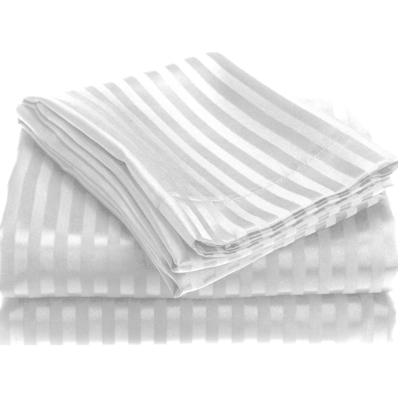 Microfiber Striped Sheet Set, Full/Double, White