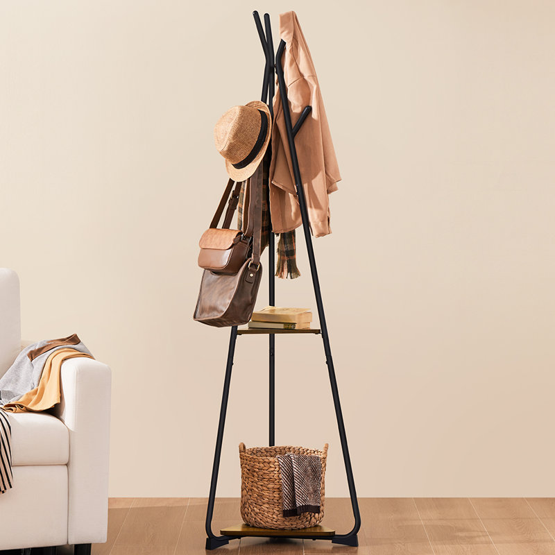 Metal Freestanding 6 - Hook Coat Rack, Rustic Brown