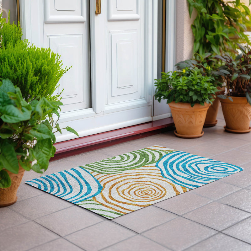 Tapis de porte d'extérieur antidérapant Leis, Rectangle 1 pi 8 po x 2 pi 6 po