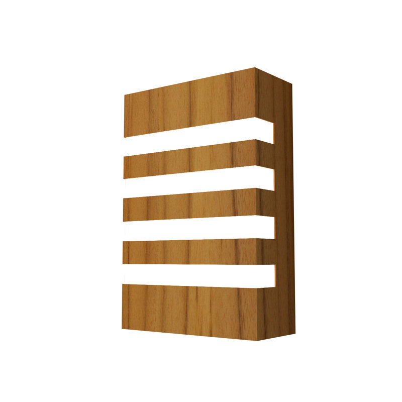 Teak Wood 2-Light Flush Mounted Sconce