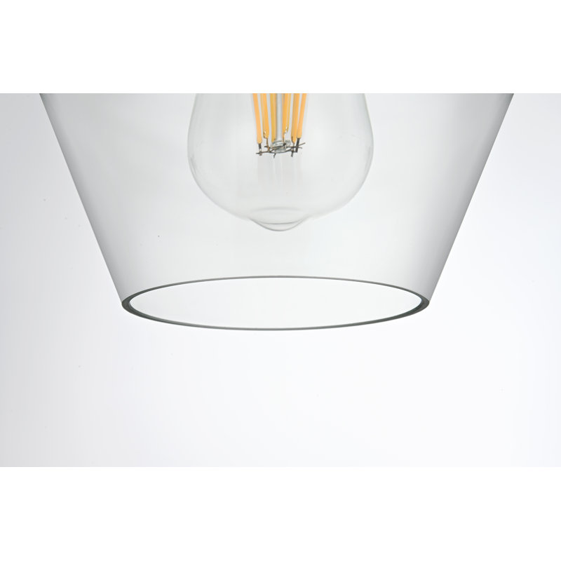 Luminaire suspendu 1 lumière Stutz, Transparent, Rond, Doré