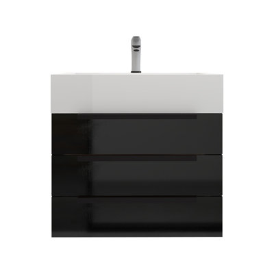 Jessica 24'''' Wall-Mounted Single Bathroom Vanity / Base Finish: Gloss Black -  Jade Bath, JD-BT001-24-GB-BK