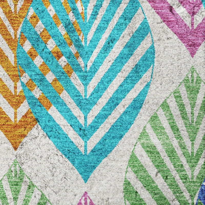 Tapis Dream Shag ADS744 de qualité supérieure, lavable à la machine et à motif floral, Blanc, 9' x 12'