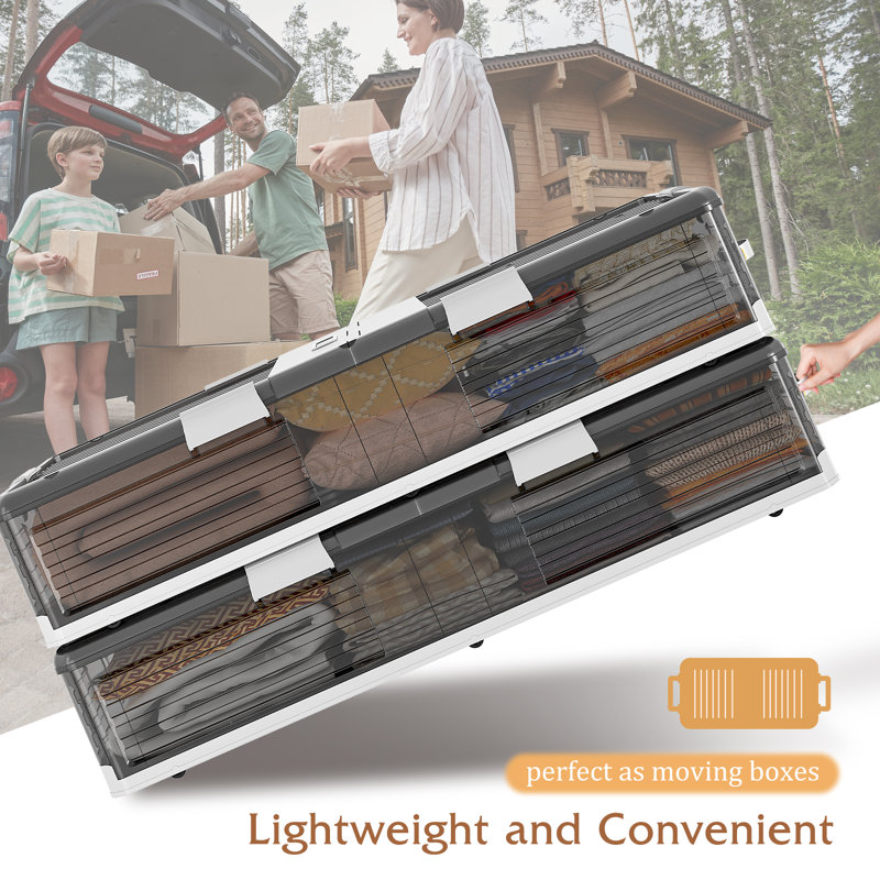 Storage Bin Under Bed Storage Containers Stackable Underbed Storage with Wheels, 86 qt.