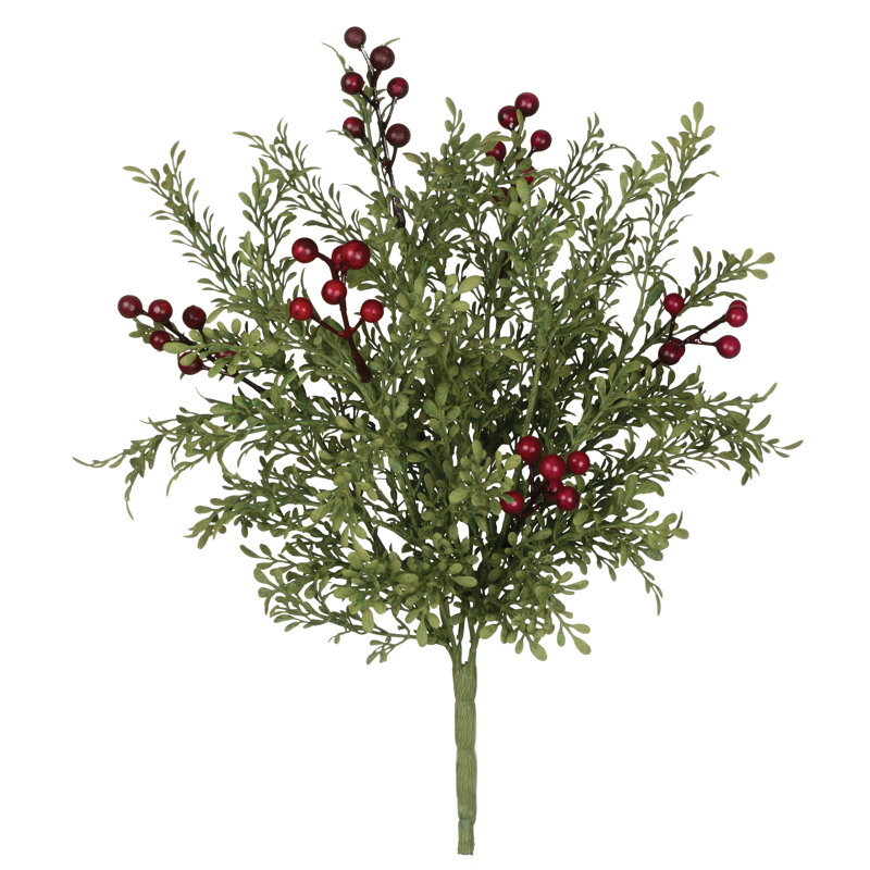 Ensemble de 3 mini feuilles Sullivan avec décor de plantes, vert olive et rouge, 12 pouces