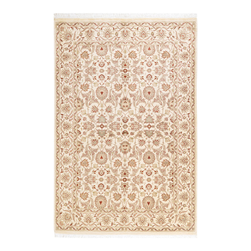 Tapis unique en laine noué à la main 4 pi 2 po x 6 pi 3 po nouvel âge Normandin