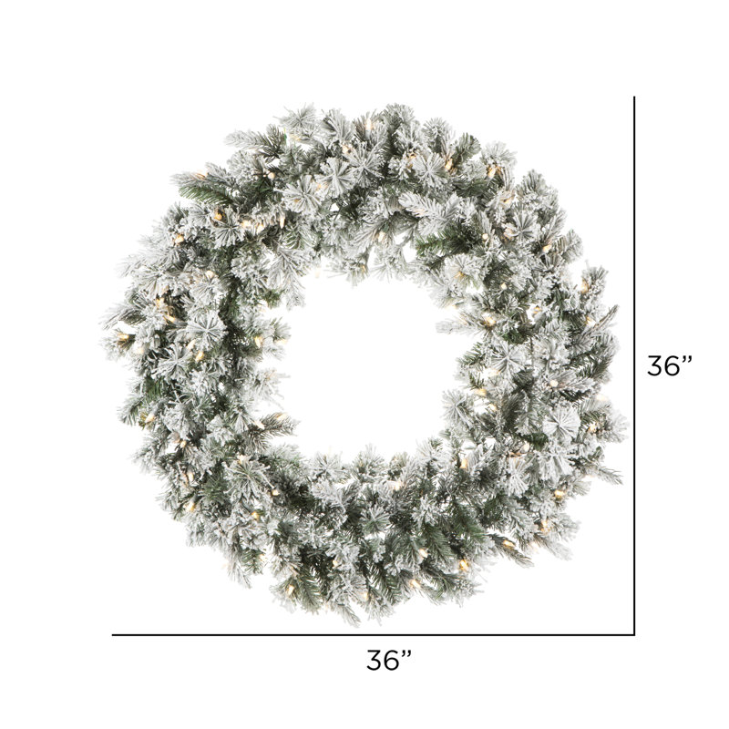 Couronne de PVC floquée illuminée 36 po