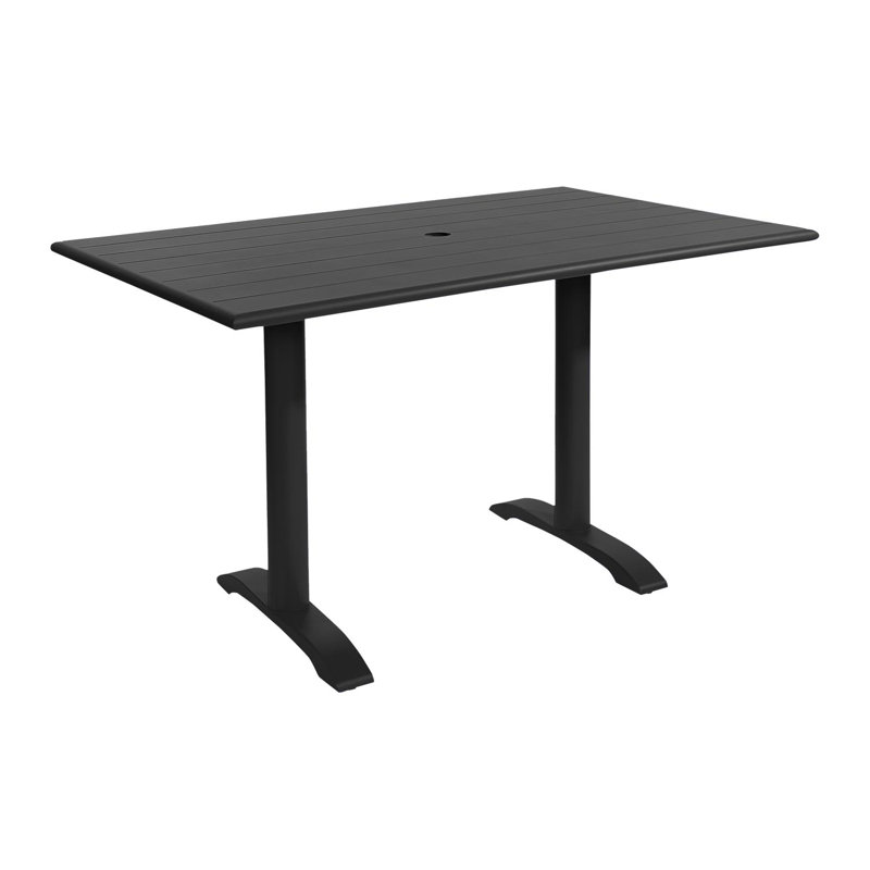 Black Powder-Coated Aluminum Outdoor Dining Table, 32" x 48" Rectangle