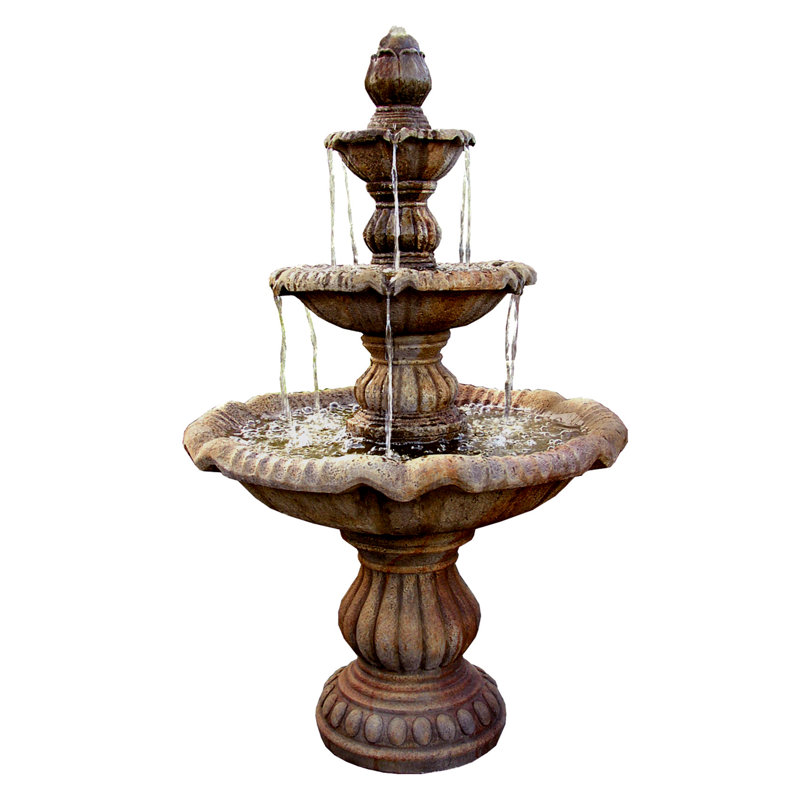 Rialto Tiered Cast Stone Fountain, Ancient Rust