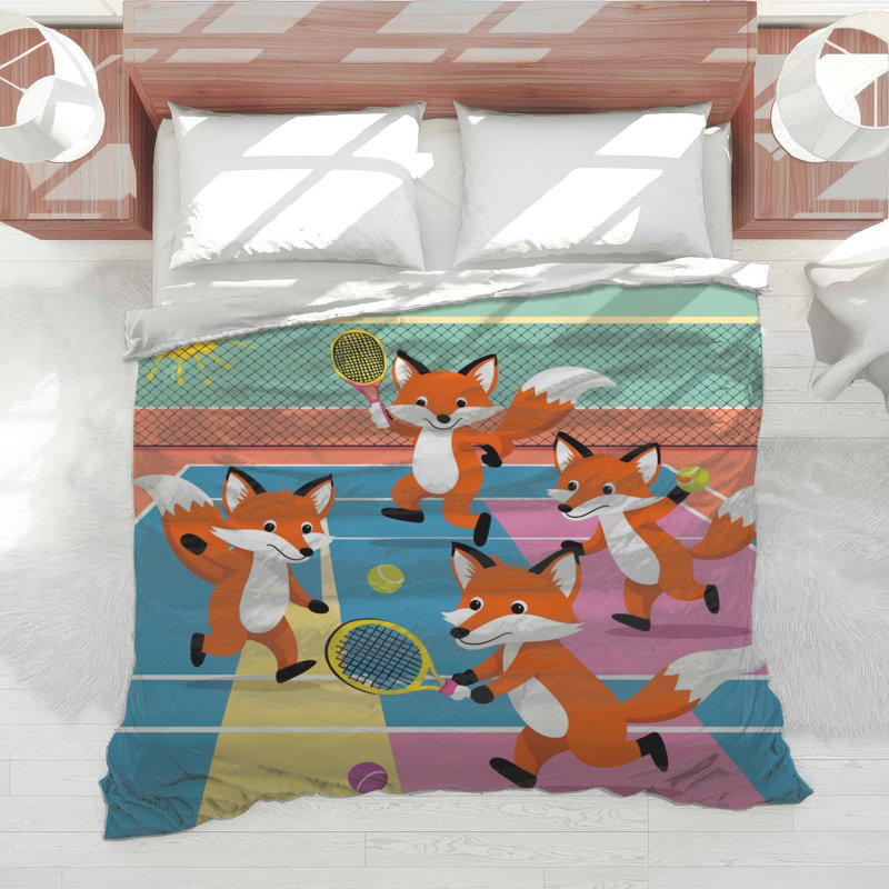 Édredon Foxes jouant au tennis, Très grand lit