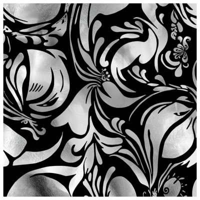 Silver Black Floral Duvet Covers