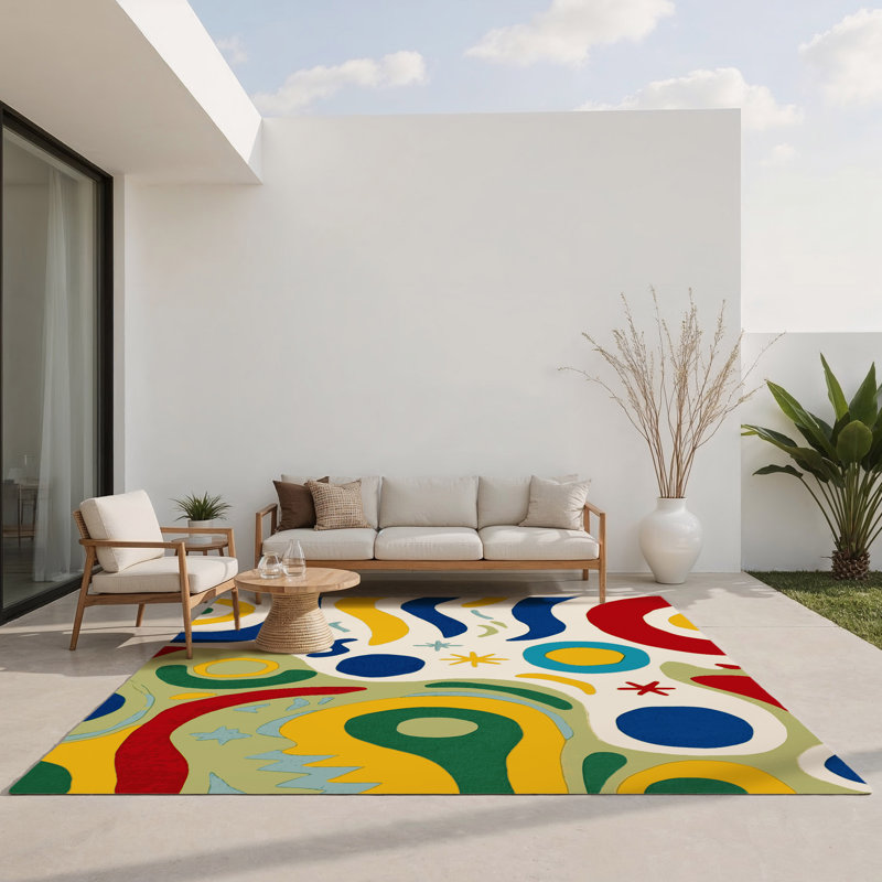 Tapis intérieur et extérieur Jubilant Pop, Rectangle 1 pi 6 po x 2 pi 6 po