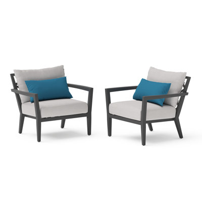 Calliann Weather Resistant Powder Coated Aluminum Lounge Chair with Sunbrella Cushions (Set of 2)