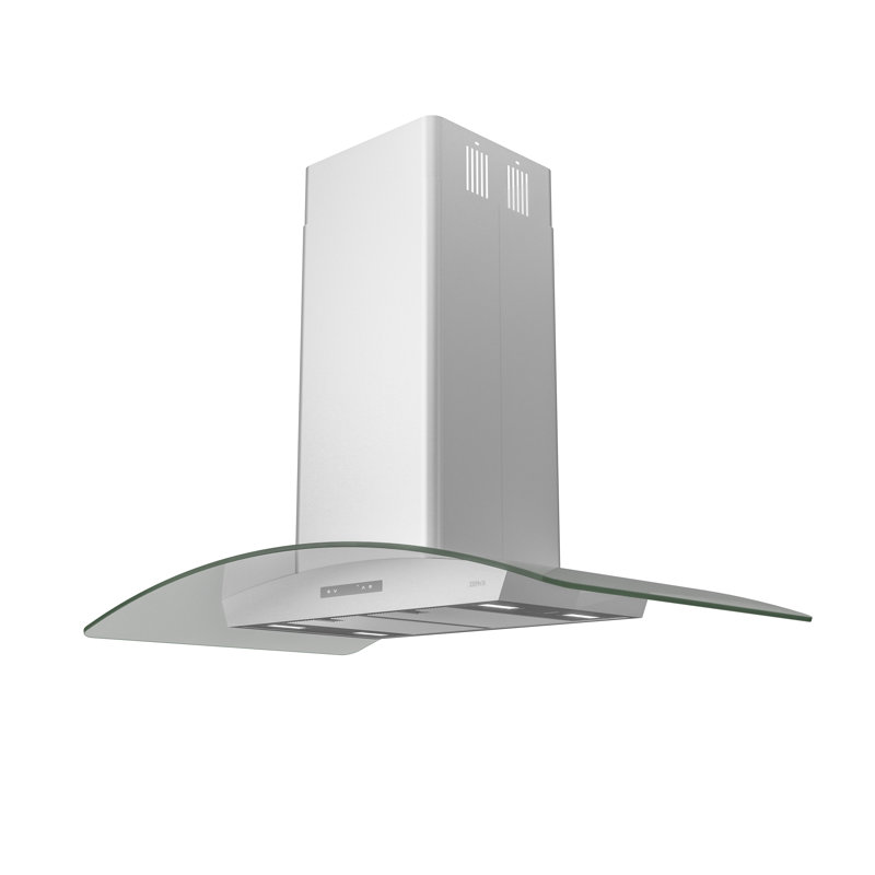 Zephyr Milano 36 in. 700 CFM Island Mount Range Hood with LED Light, Clear
