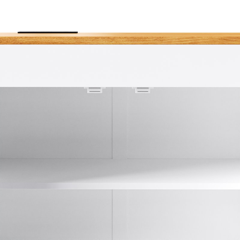 74.8" Kitchen Island with Extendable Dining Table – 3 Drawers, Power Outlet, Spice Rack & 2 Door Cabinet Rolling Cart (White)