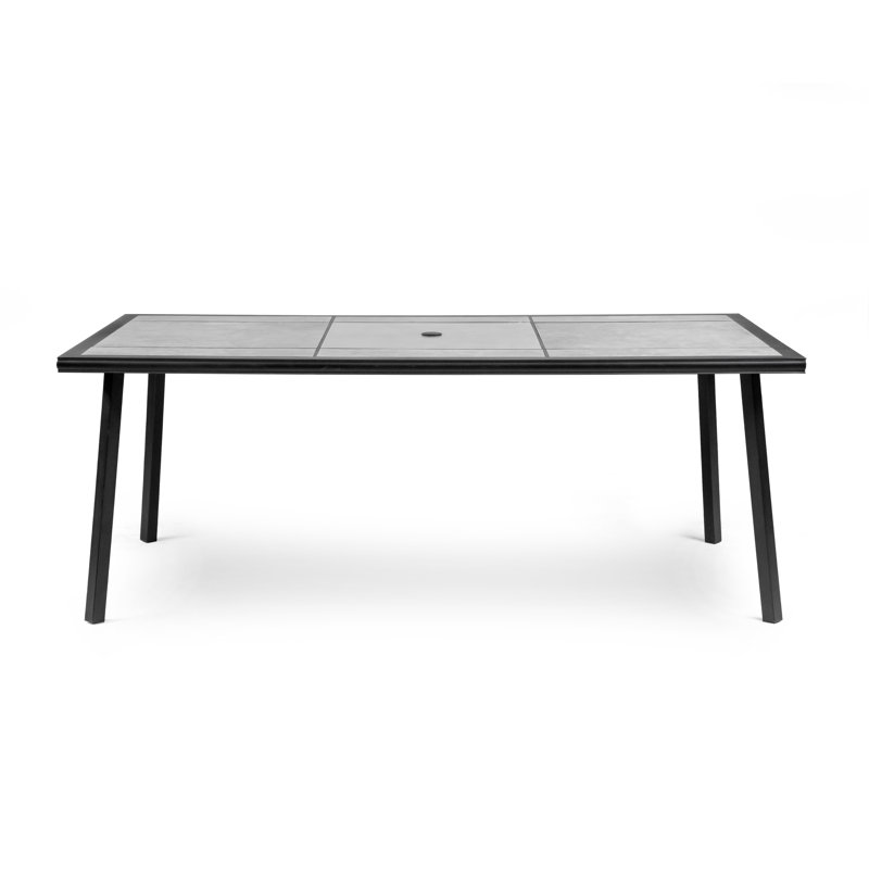 Rectangular Metal Outdoor Dining Table With Umbrella Hole , 75.5'' in. W 40'' in. D