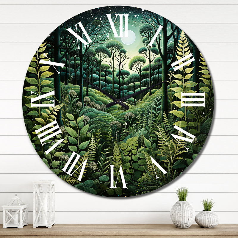 Ferns Plant Enchanted Forest II - Horloge murale florale, Très grand