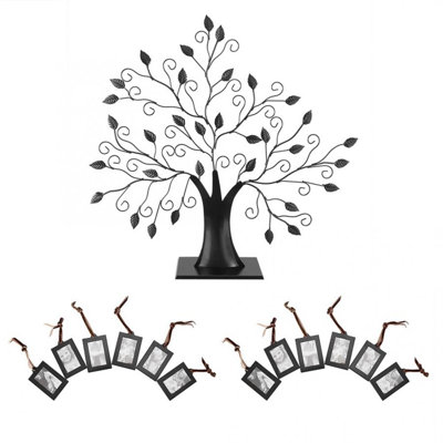 TRIXES Family Tree Photo Frame – 12 Detachable Frames for Your Loved Ones – Freestanding Black Metal