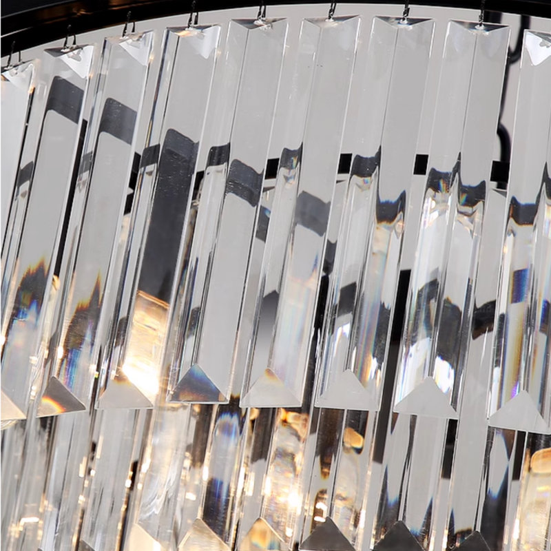 Eshmaal 6 - Light Dimmable Drum Chandelier, 7" H x 21.6" W x 21.6" D, Black