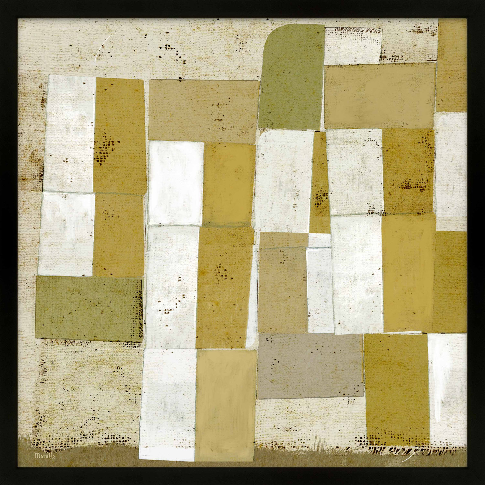 Yellow Hues by Marco Marella for Studio M - Framed Wall Art, 30" H x 30" W, Paper, Black