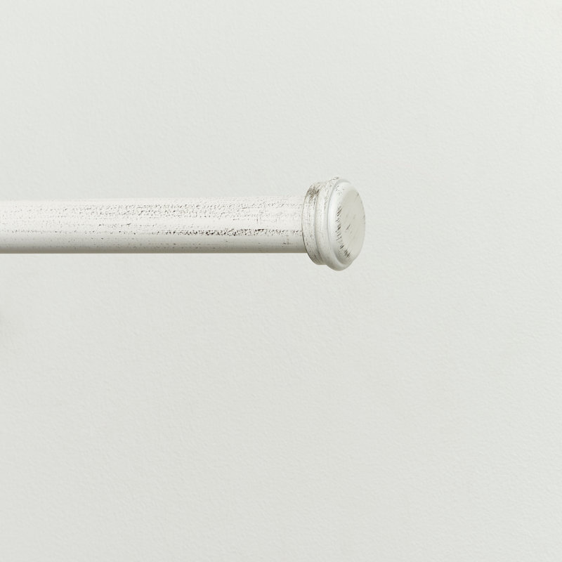 Tringle à rideaux simple réglable en fer 1 po Topper, 66 po à 120 po, Blanc