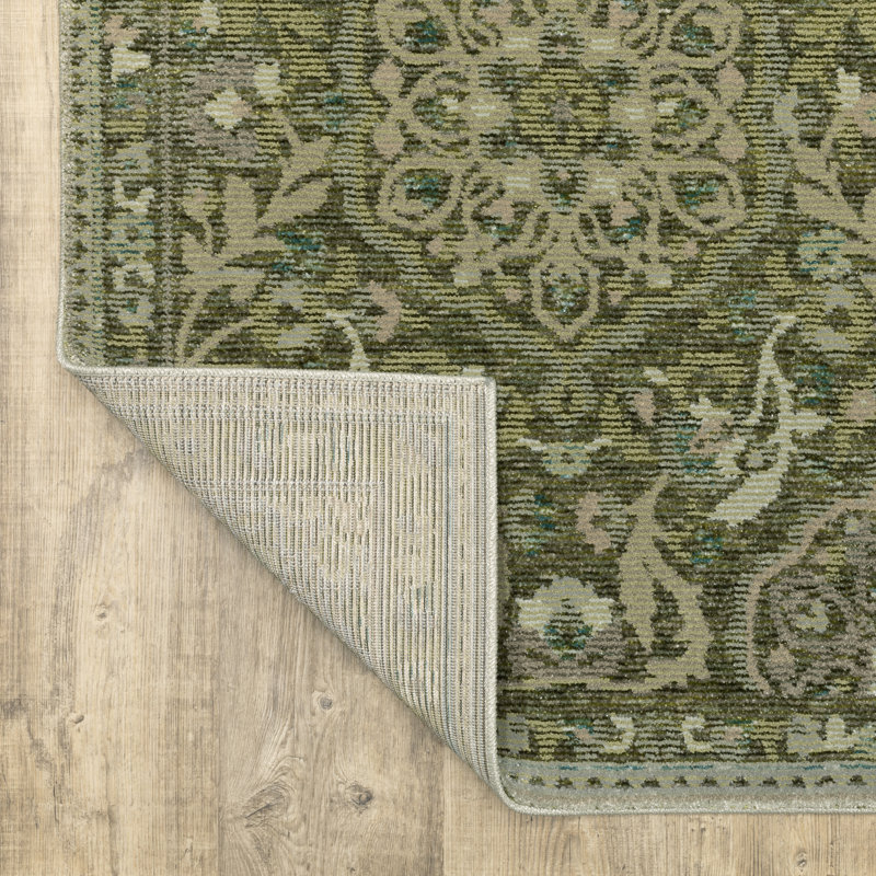 Tapis vert / or Adela, Rectangle 8 pi 6 po x 12 pi 2 po