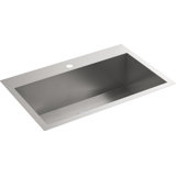 Vault Top Under Mount Large Single Bowl Kitchen Sink with Single Faucet Hole