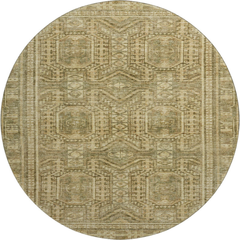 Premium Machine Washable Mayfield Border Rug, Round 8'