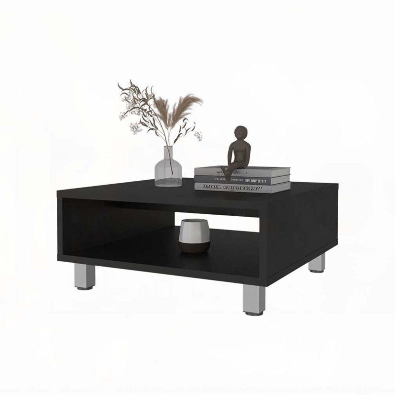 Black Coffee Table with Open Storage