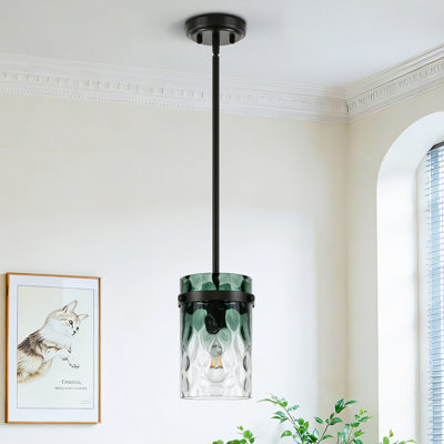 1-Light 5.9"W Gradient Water Glass Pendant Light, Modern Kitchen Island Hanging Light