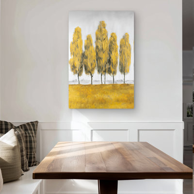 Abstract Yellow Trees - Contemporary Metal Print for Bedroom Decor