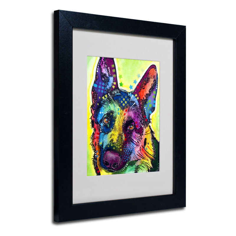 « german berger », impression, H 14 po x l 11 po x P 0,5 po, Cadre noir, Blanc