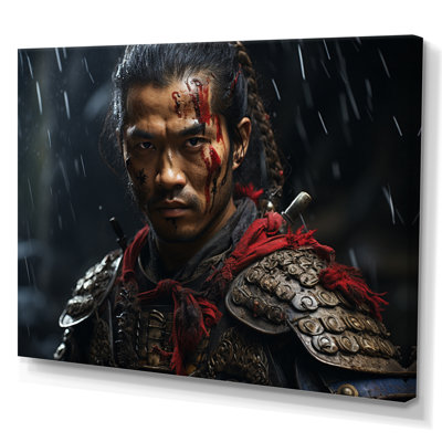 " Japon Art Samurais Warrior Portrait II " Mixed Media Print