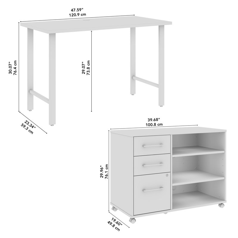 Bush Business Furniture Hustle 48W X 24D Computer Desk And Storage Cabinet With Drawers And Shelves, Gray