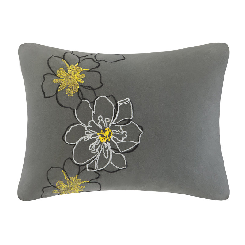 Ensemble de housse de couette à motif floral Allison, Housse de couette simple TG + 1 taie décorative +, Jaune