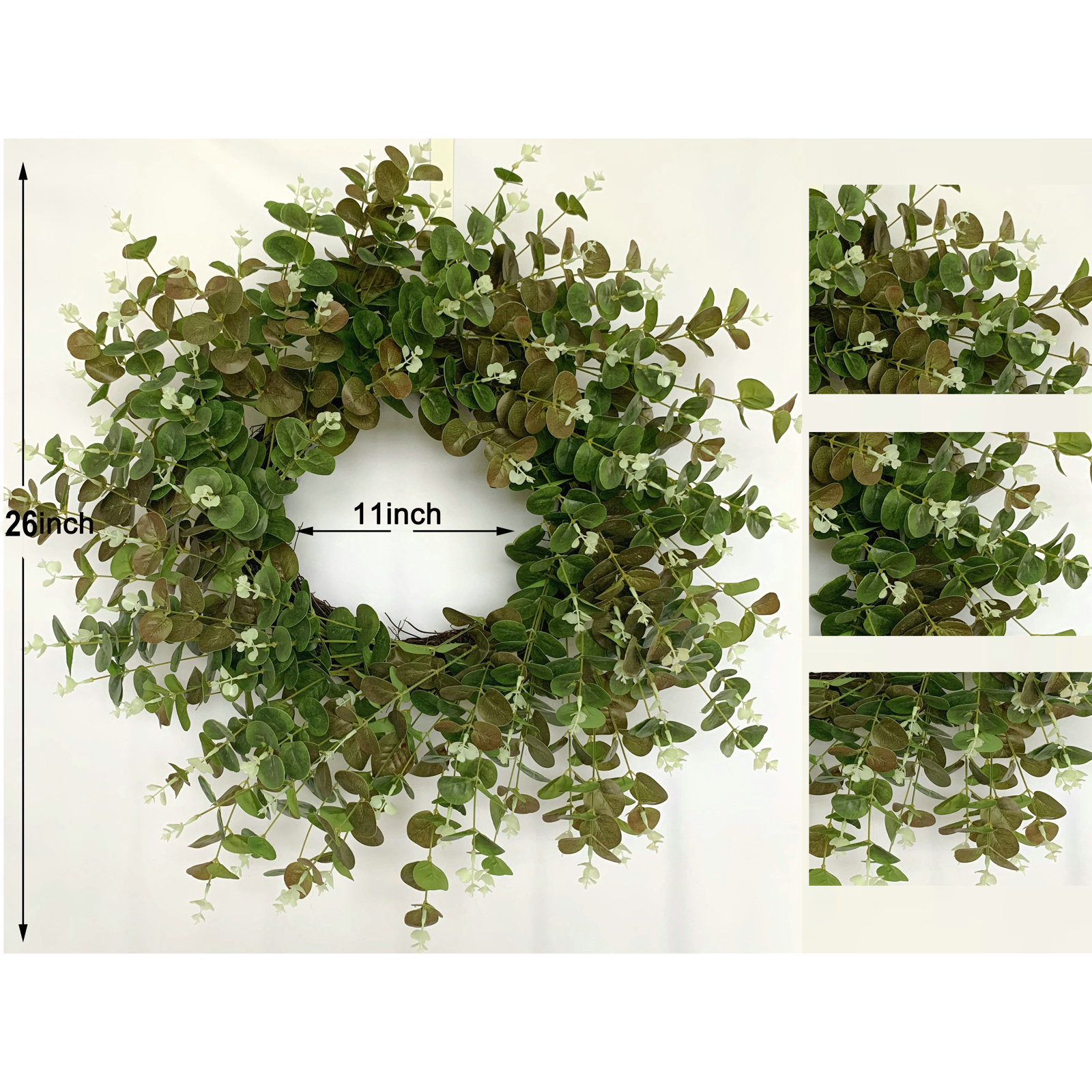 26'' Handcrafted Faux Eucalyptus Wreath, Green