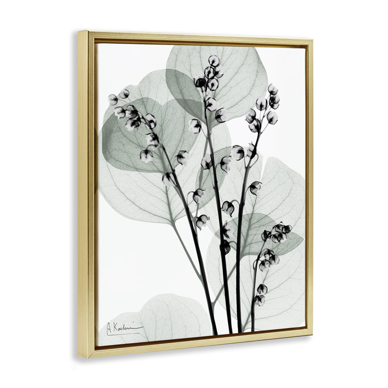 Fresh Minimalist Herbs Floating Frame, design by Albert Koetsier, 21" H x 17" W, Metallic Gold Floater Frame