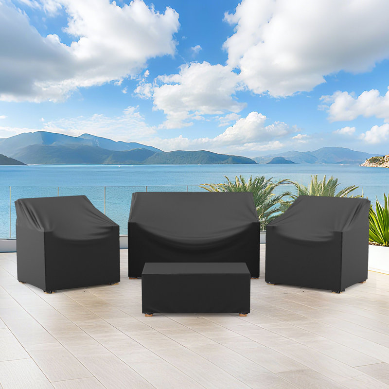 Patio Furniture Covers 4-Pieces Waterproof Outdoor Patio Garden Furniture Covers Set, Black