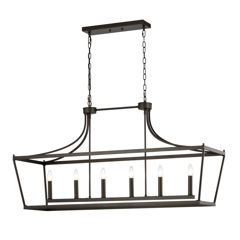 Girardo 6 - Light Dimmable Square / Rectangle Chandelier, Aged