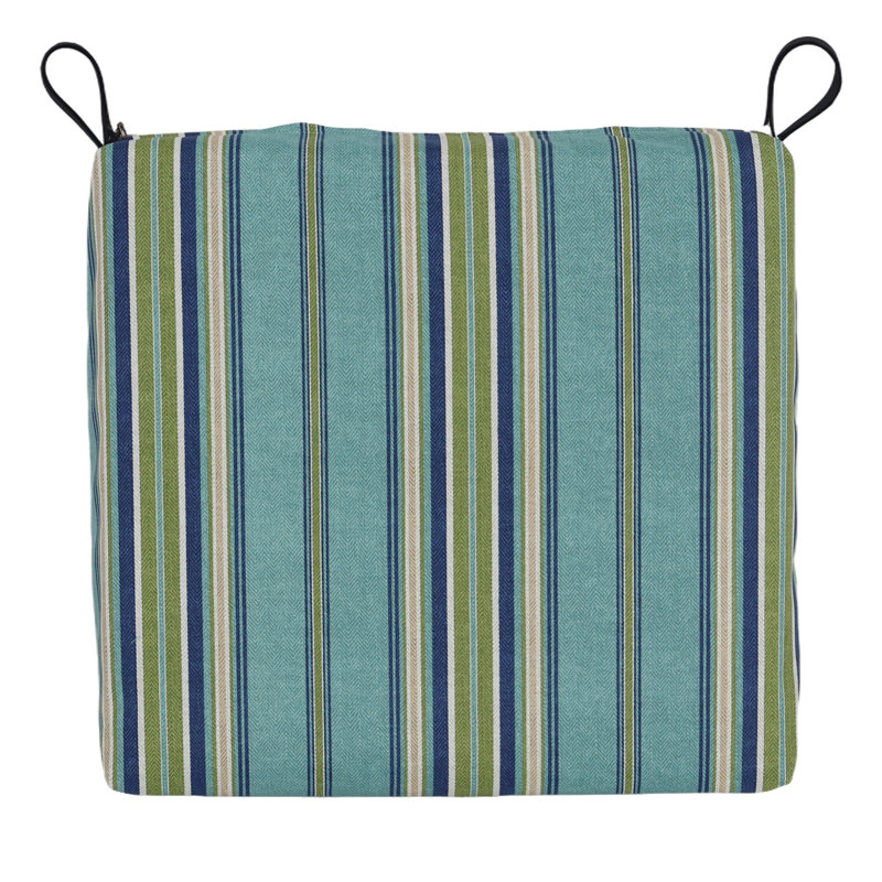 Outdoor 3'' Dining Chair Seat Cushion, Blue/Green Striped
