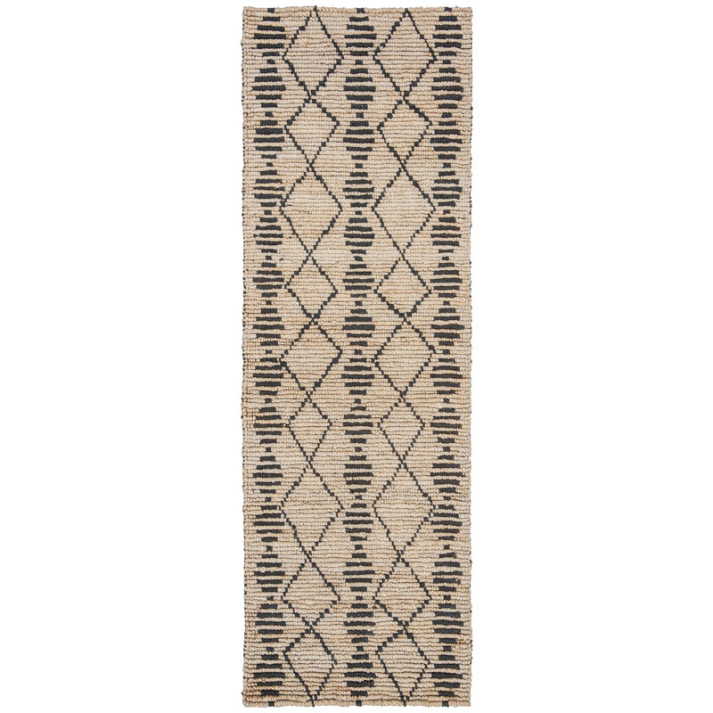 Trotter Hand Woven Jute Pile Geometric Rug, Runner 2'6" x 8'
