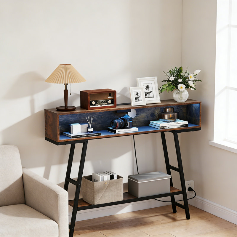 100cm Console Table, Rustic Brown