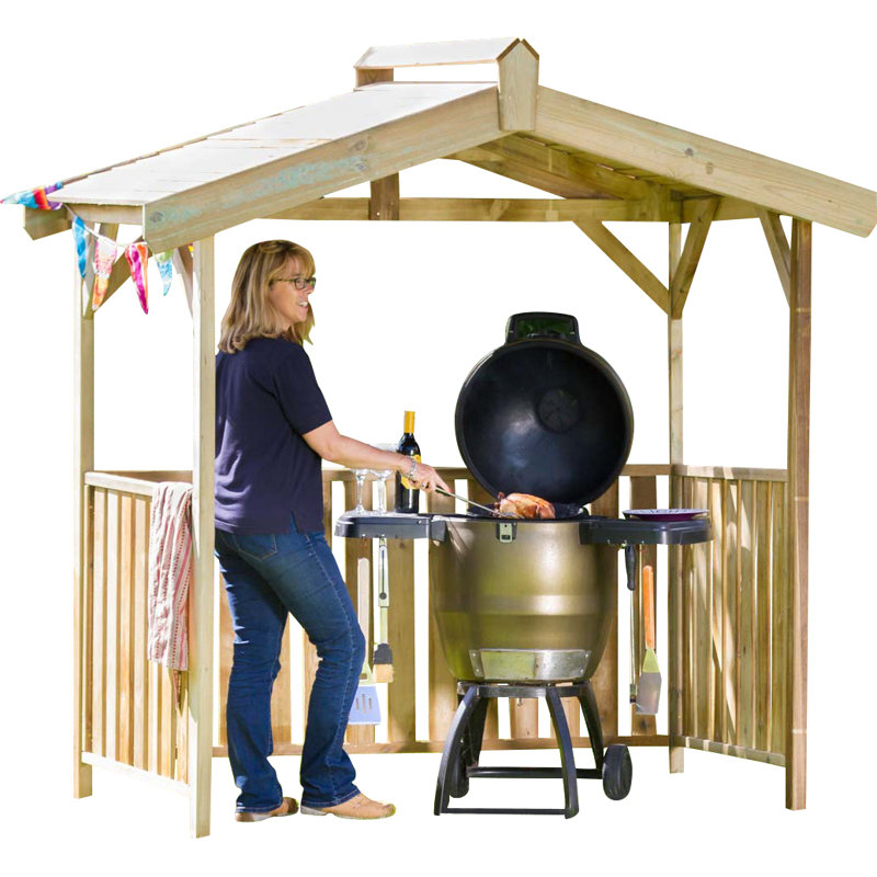 2.1m x 1.3m Solid Wood BBQ Gazebo