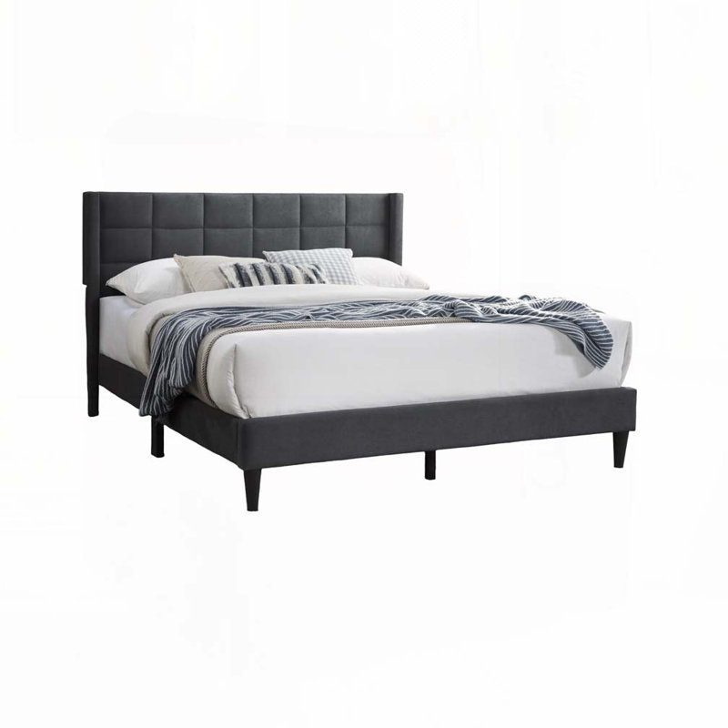 Lit tapissier Burlap, Gris anthracite