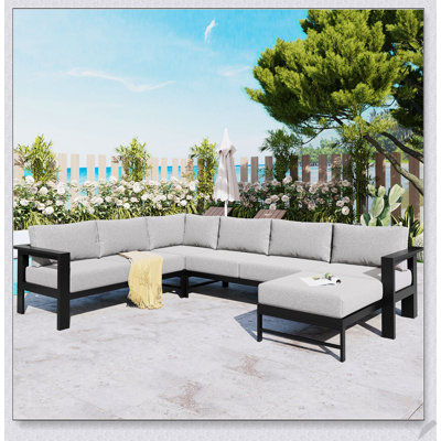 U-Shaped Multi-Person Outdoor Sofa Set, Durable and Comfortable for Gardens, Backyards, and Balconies