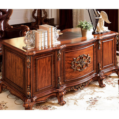 A large desk in European classical style by Fleur De Lis Living